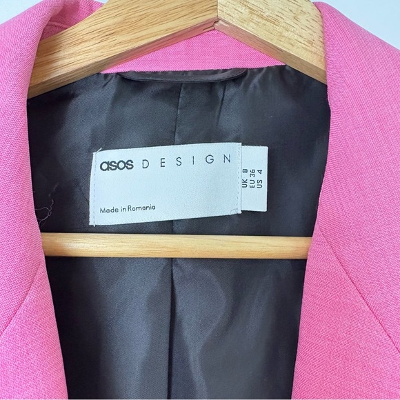 NWOT ASOS Design Single Breasted Slim Dad Suit Blazer Perfect Hot Pink - Picture 5 of 8